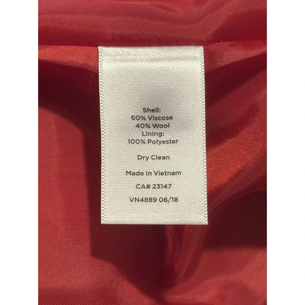 Talbots Size 8 Red Boiled‎ Wool Full Zip Cropped Blazer Jacket Sweater Christmas